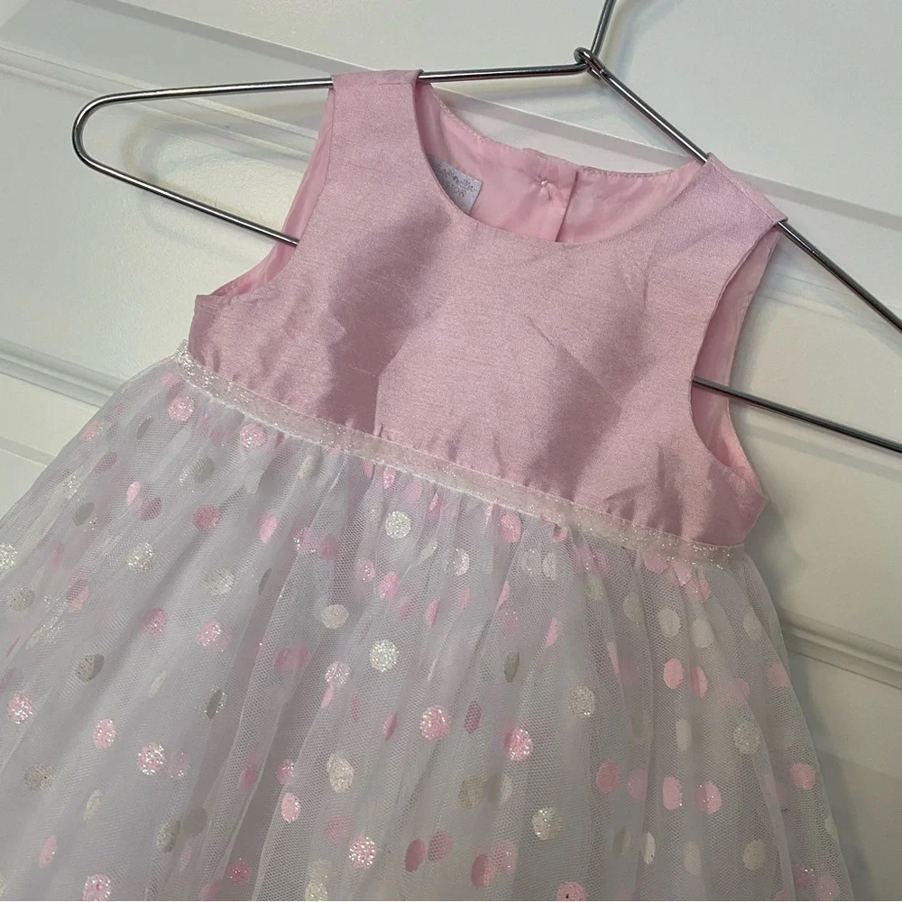 Special Occasions Pink and White Polka Dot Dress Size 3/6 mo. Costume Dress up